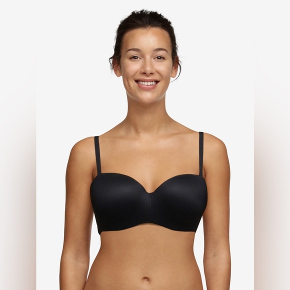 Chantelle Norah Comfort Strapless Convertible Bra Underwire Black Size 32D NWOT - Picture 1 of 7